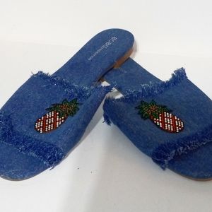 BCB Generation denim fringe pineapple sandles